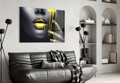 Golden Woman Glass Wall Art