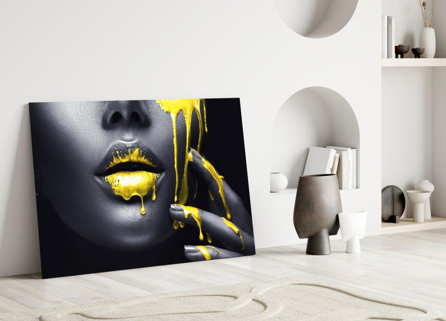 Golden Woman Glass Wall Art