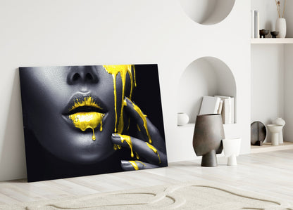 Golden Woman Glass Wall Art