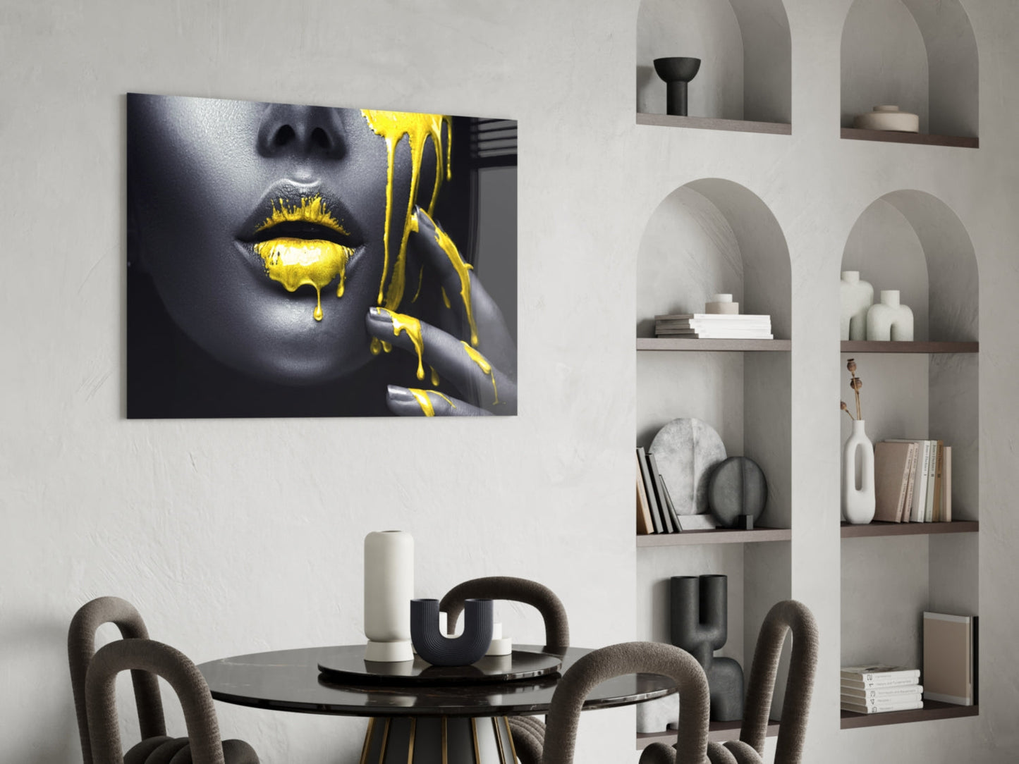 Golden Woman Glass Wall Art