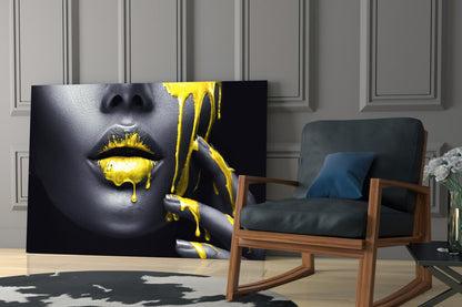Golden Woman Glass Wall Art