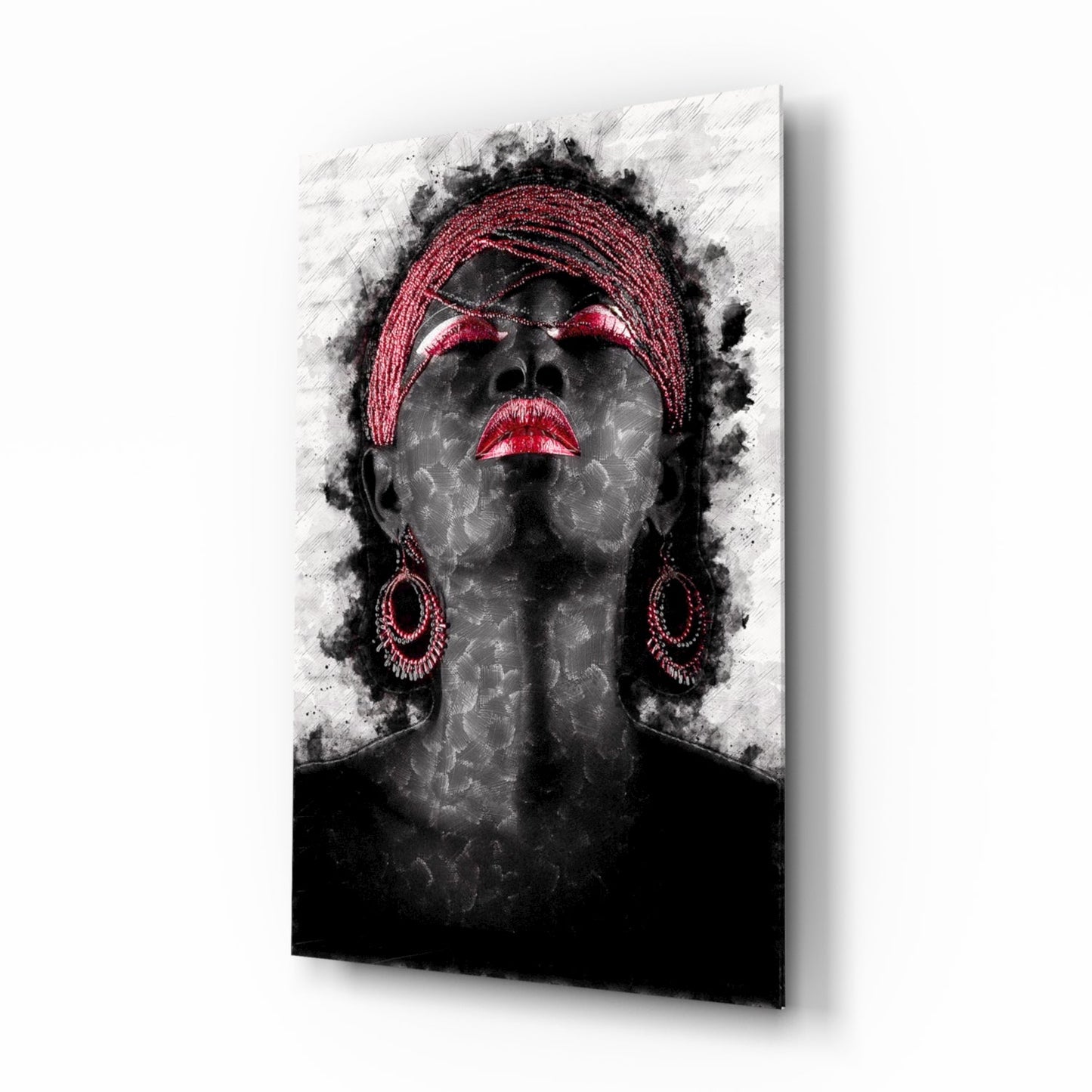 Woman and Red glass wall art soulful portrait