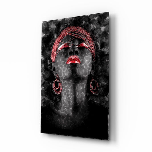 Woman and Red glass wall art bold portrait