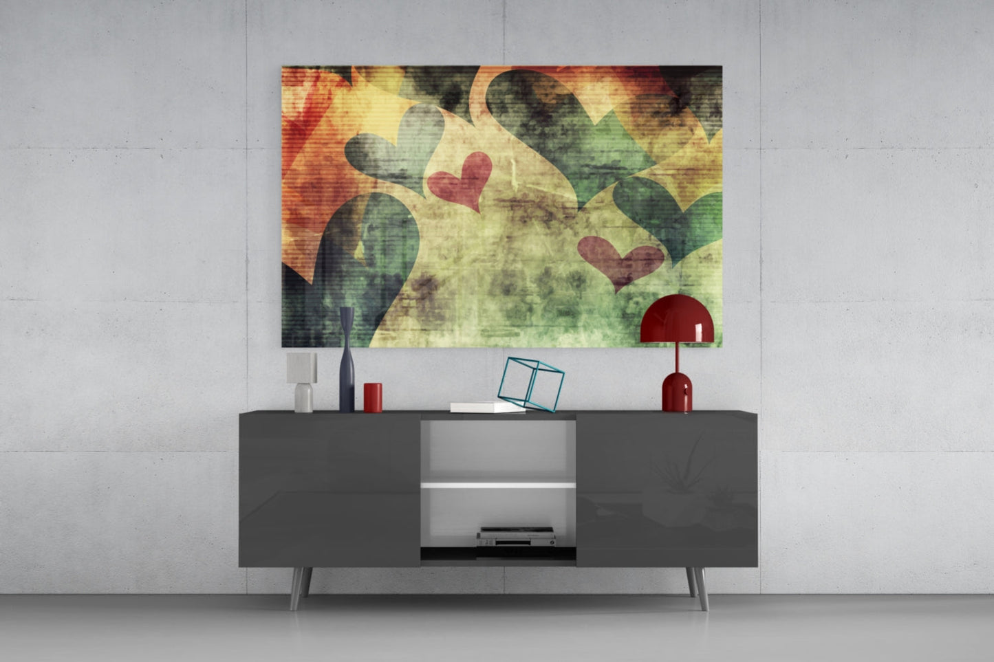 Hearts Glass Wall Art