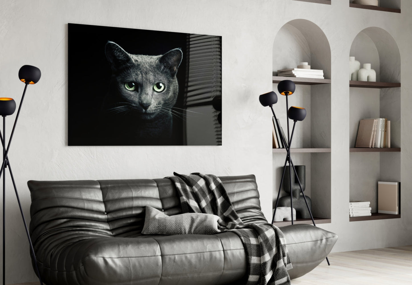 Russian Blue Cat Glass Wall Art