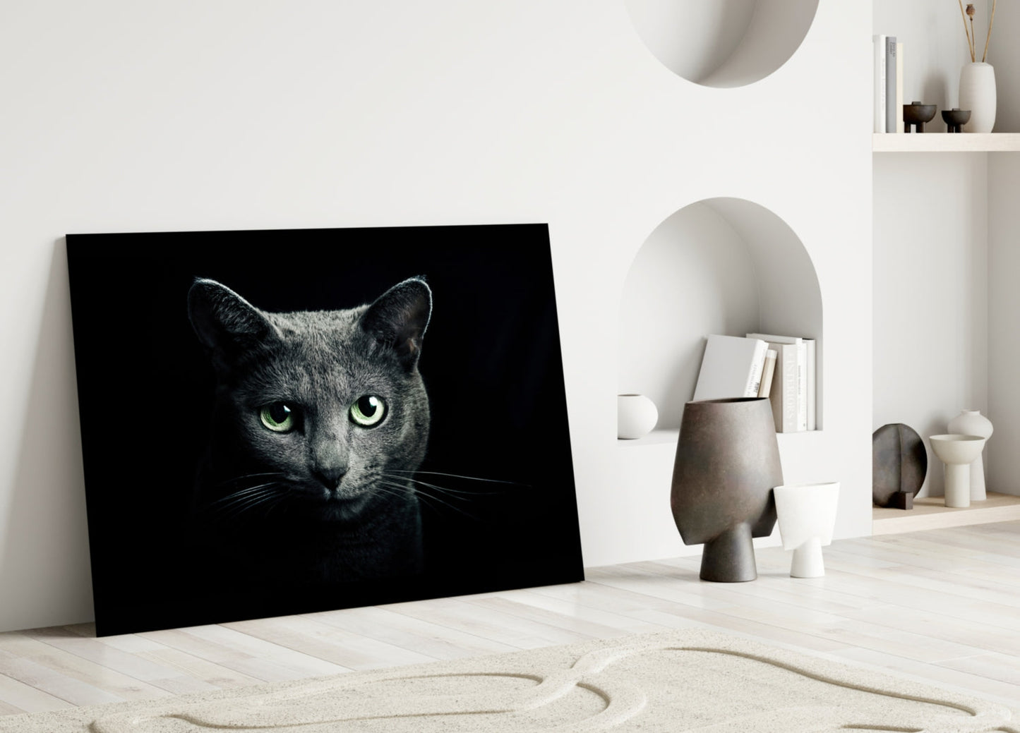 Russian Blue Cat Glass Wall Art