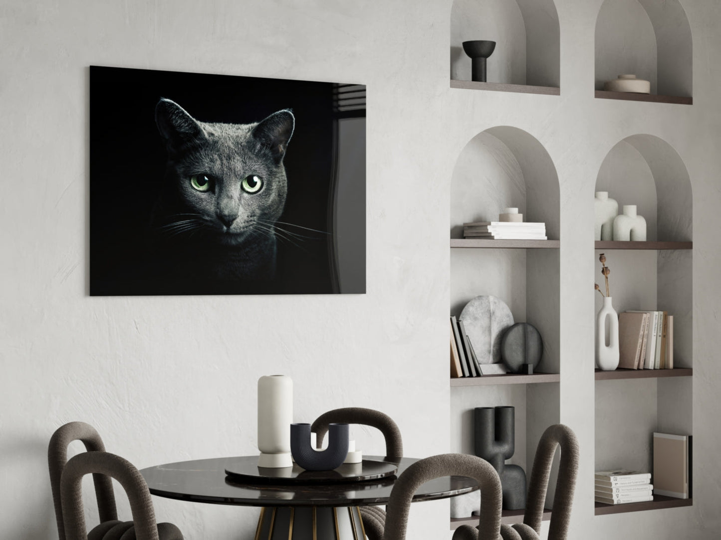 Russian Blue Cat Glass Wall Art