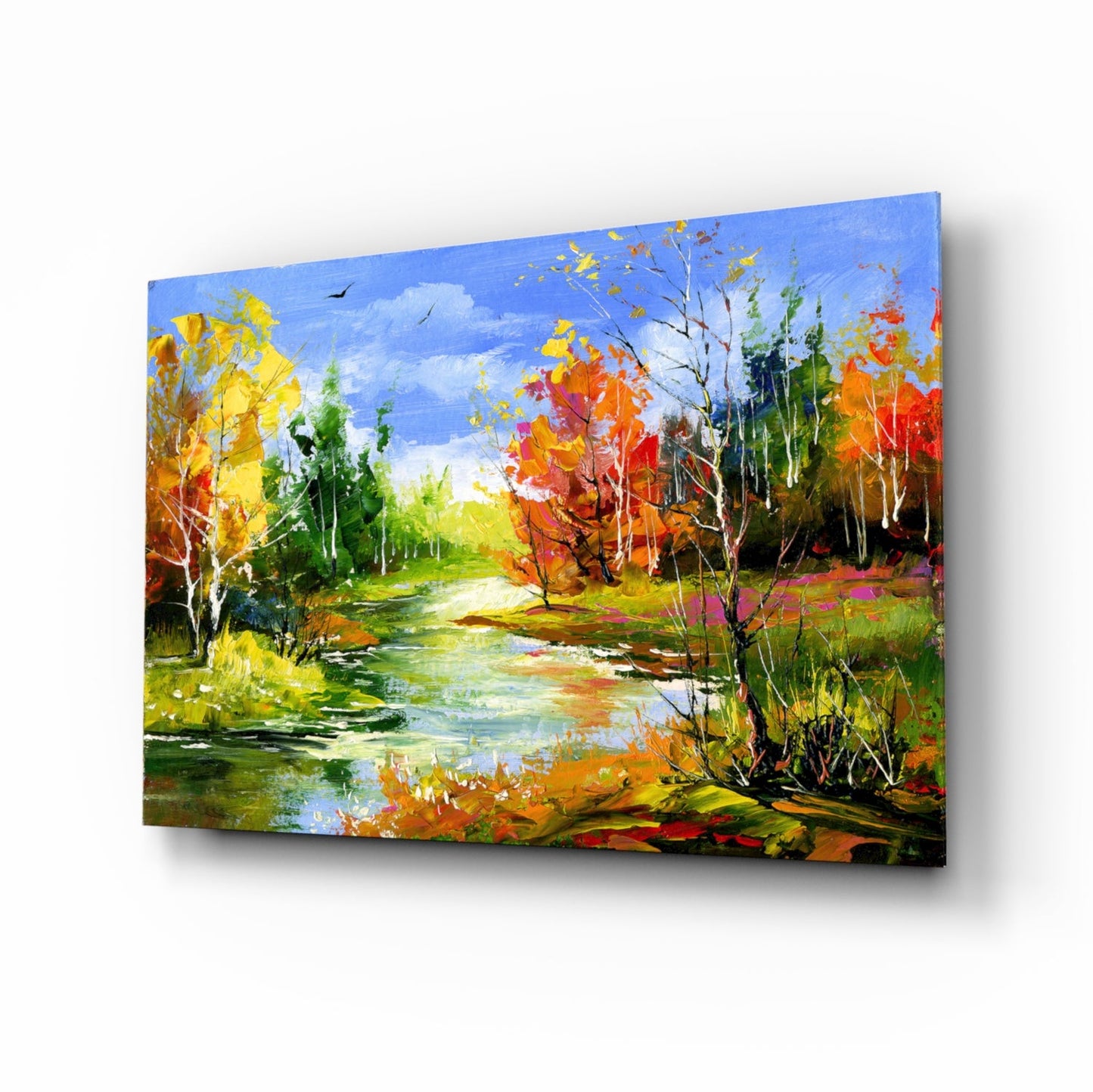 Colorful Autumn landscape glass wall art