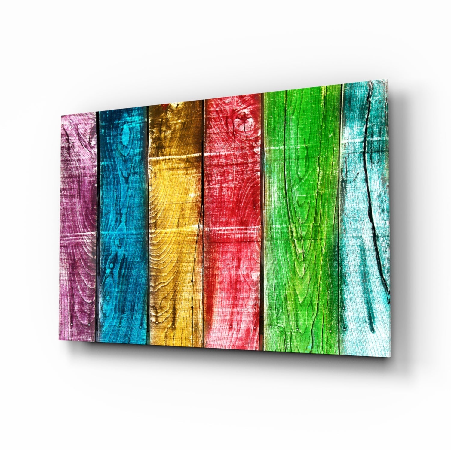 Colored Wood rustic texture glass wall art