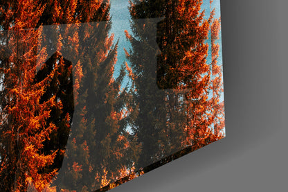 Autumn Alpine Lake Glass Wall Art