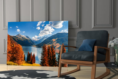 Autumn Alpine Lake Glass Wall Art