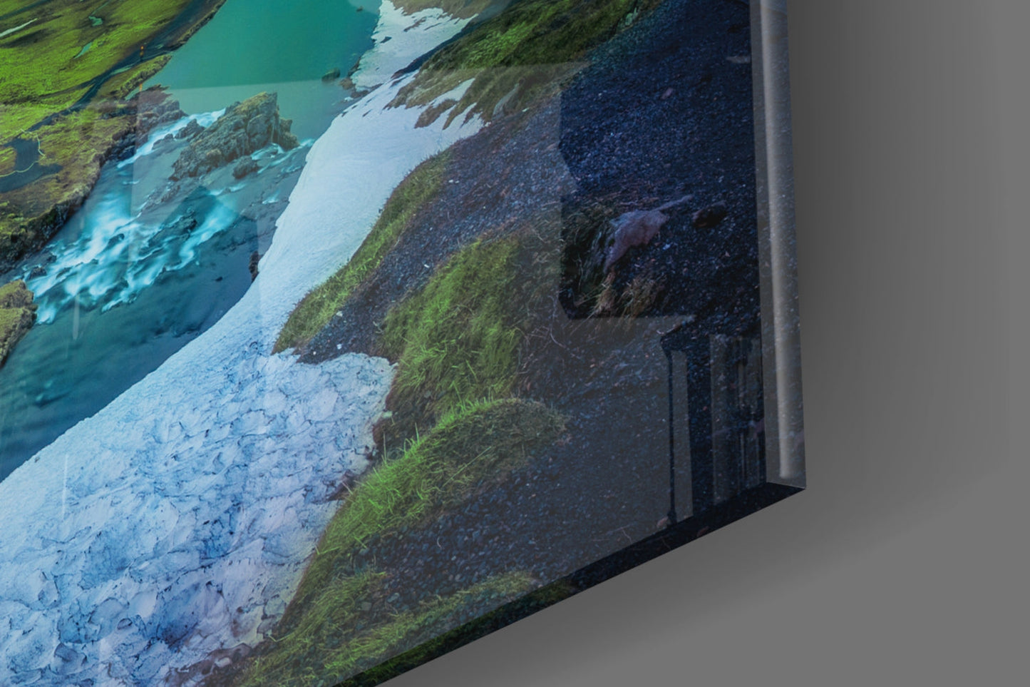 Northern Lights Glass Wall Art, Aurora Over Iceland Mountain
