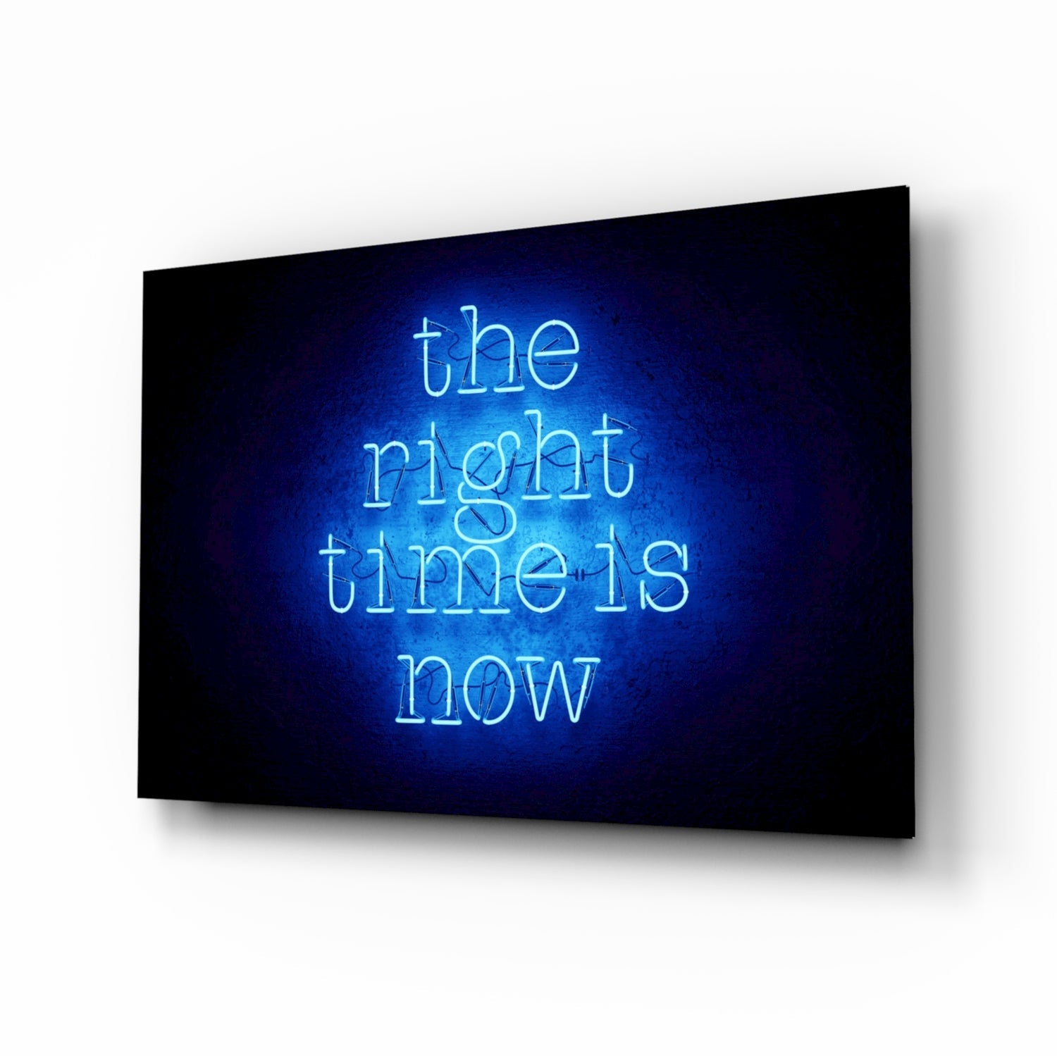 The Right Time Is Now glass wall art motivational typography print