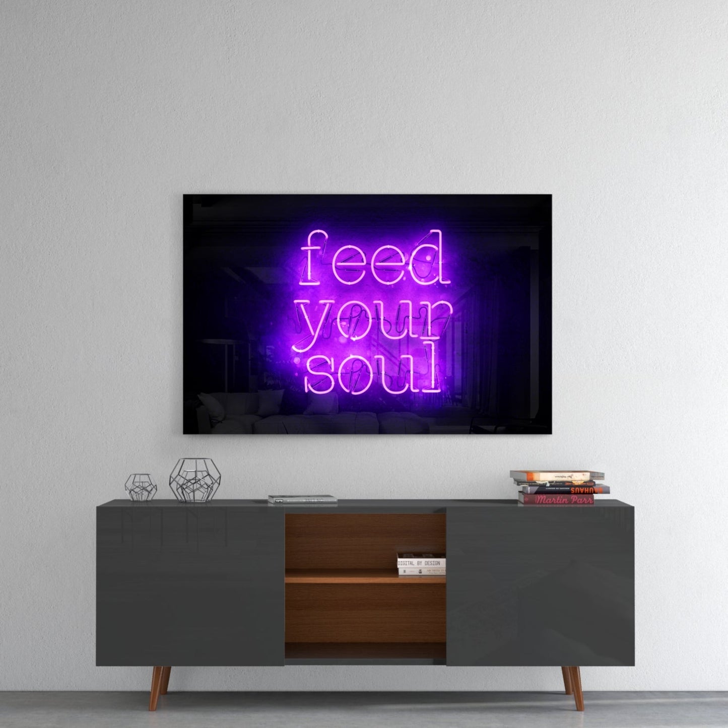 Feed Your Soul Neon Glass Wall Art