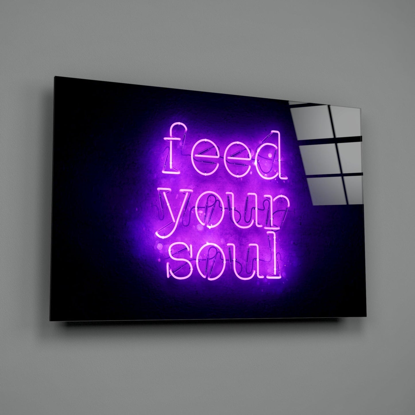 Feed Your Soul Neon Glass Wall Art