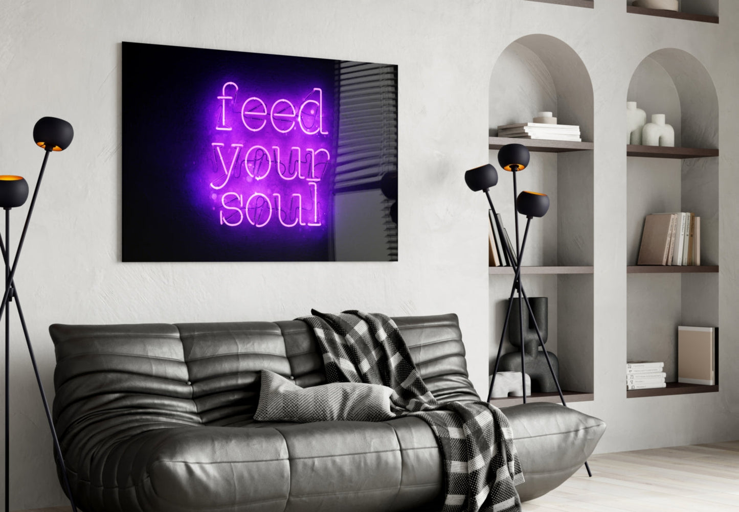 Feed Your Soul Neon Glass Wall Art
