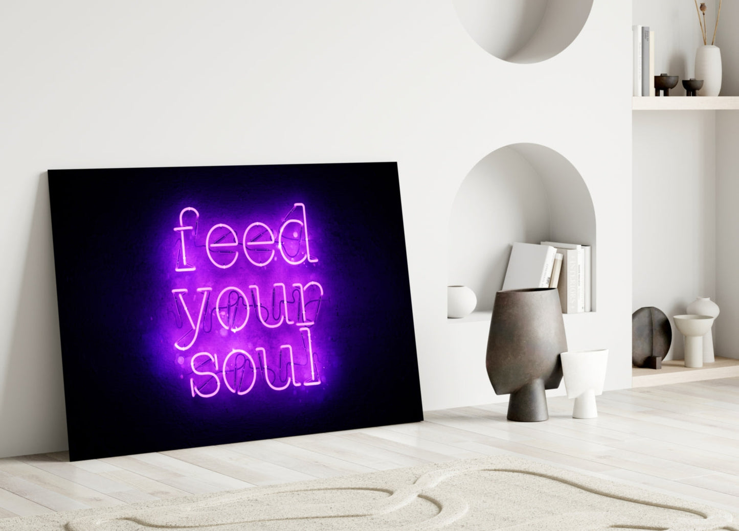 Feed Your Soul Neon Glass Wall Art