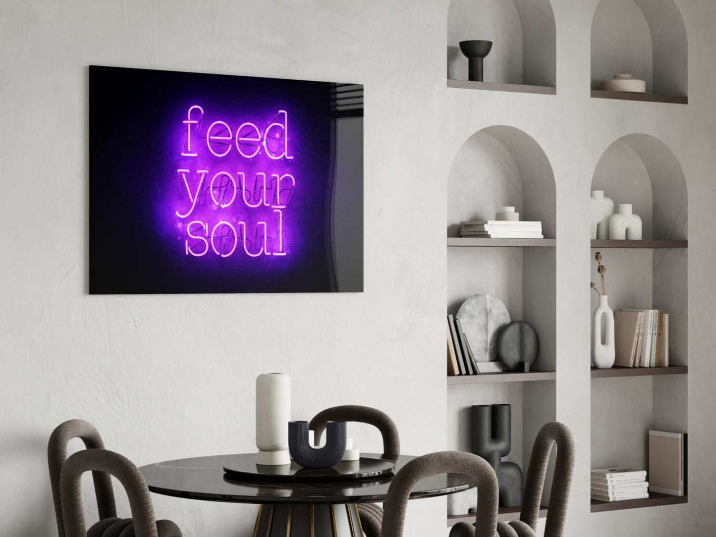 Feed Your Soul Neon Glass Wall Art