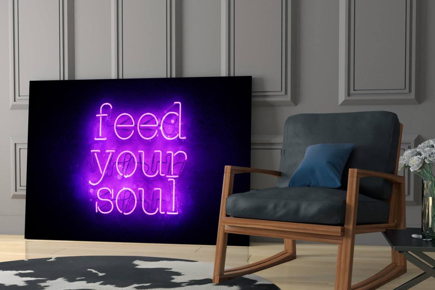 Feed Your Soul Neon Glass Wall Art