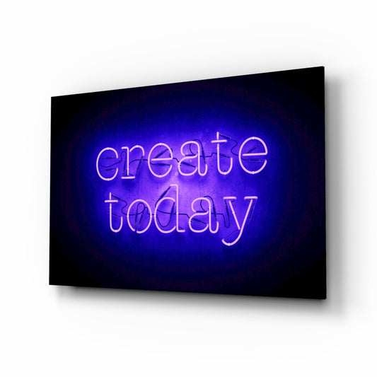 Create Today glass wall art typography print
