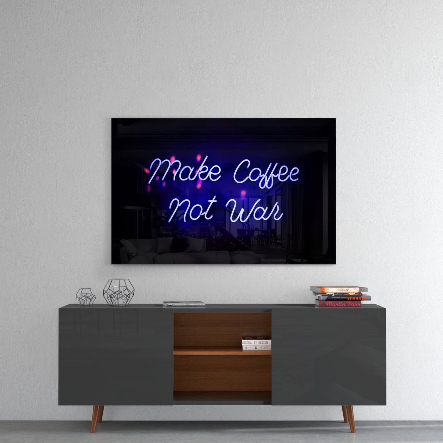 Make Coffee Not War Glass Wall Art