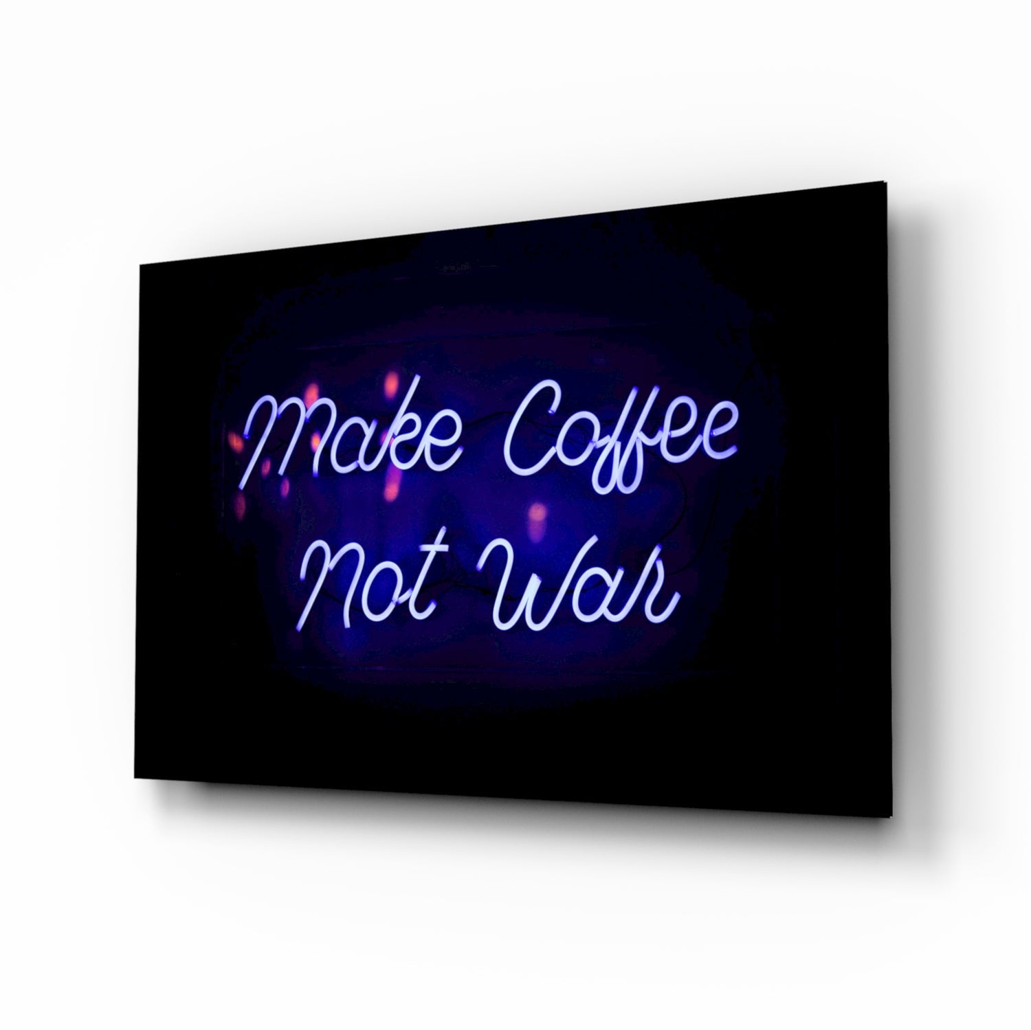 Make Coffee Not War glass wall art typography print