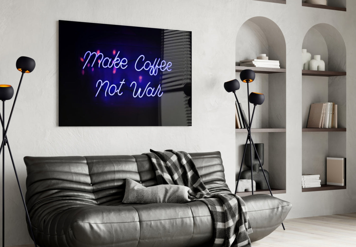 Make Coffee Not War Glass Wall Art