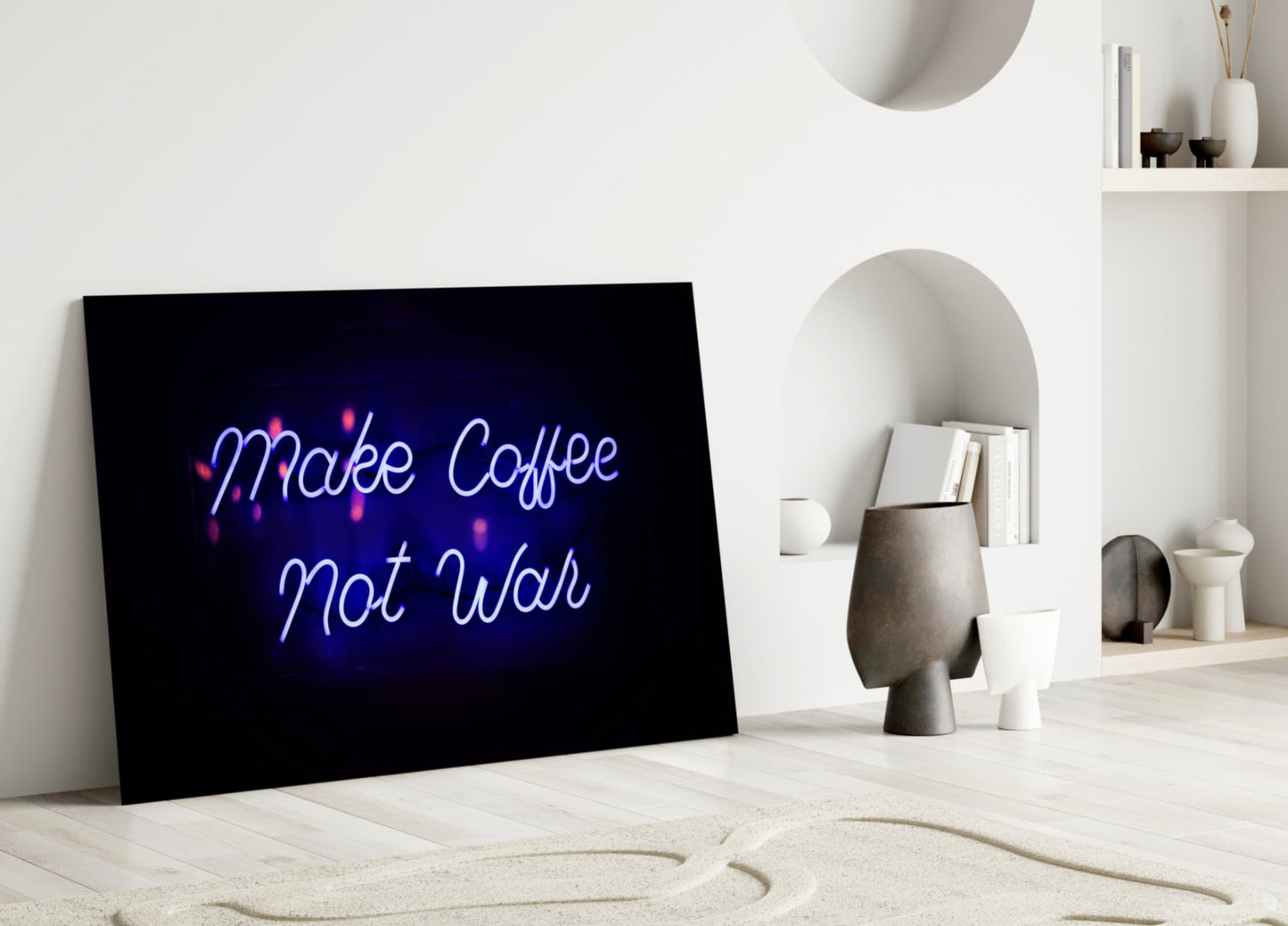 Make Coffee Not War Glass Wall Art
