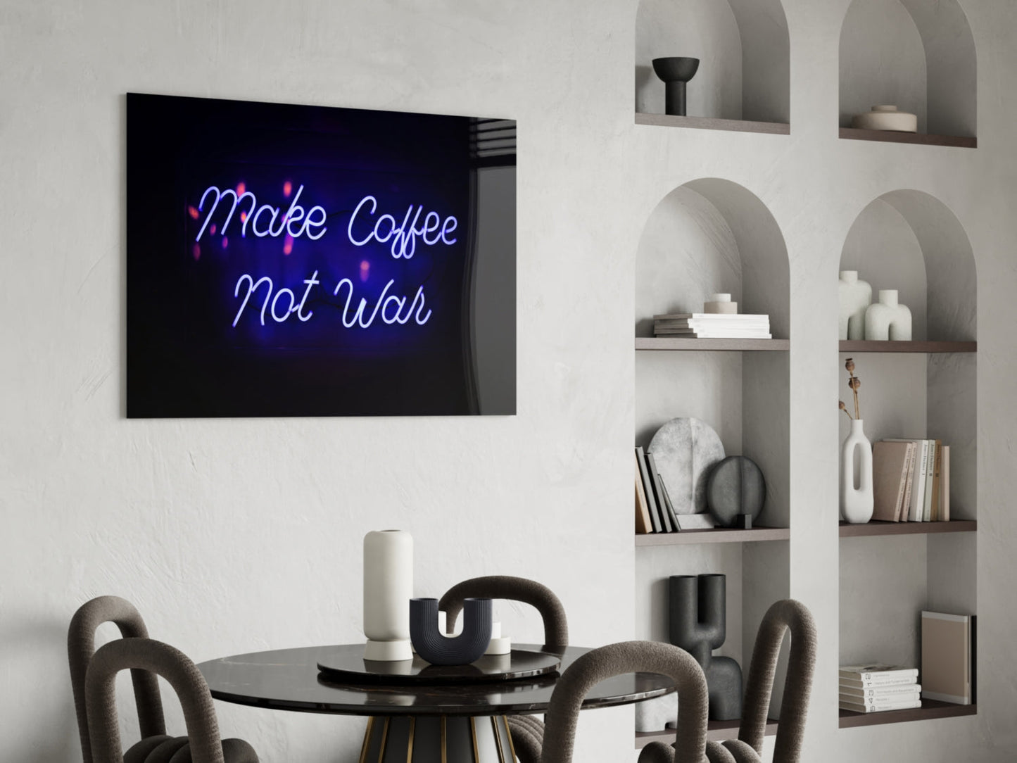 Make Coffee Not War Glass Wall Art