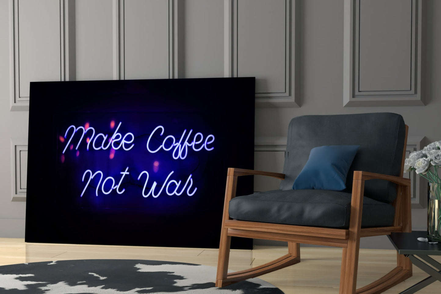 Make Coffee Not War Glass Wall Art