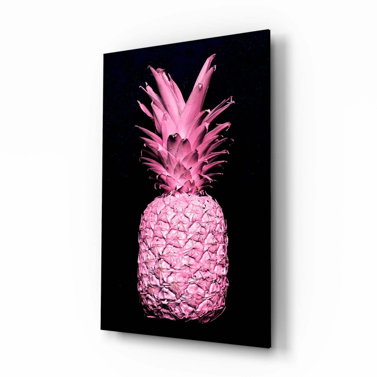 Pink pineapple glass wall art