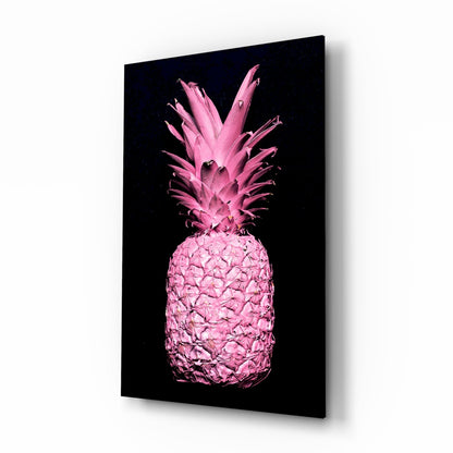 Pink pineapple glass wall art