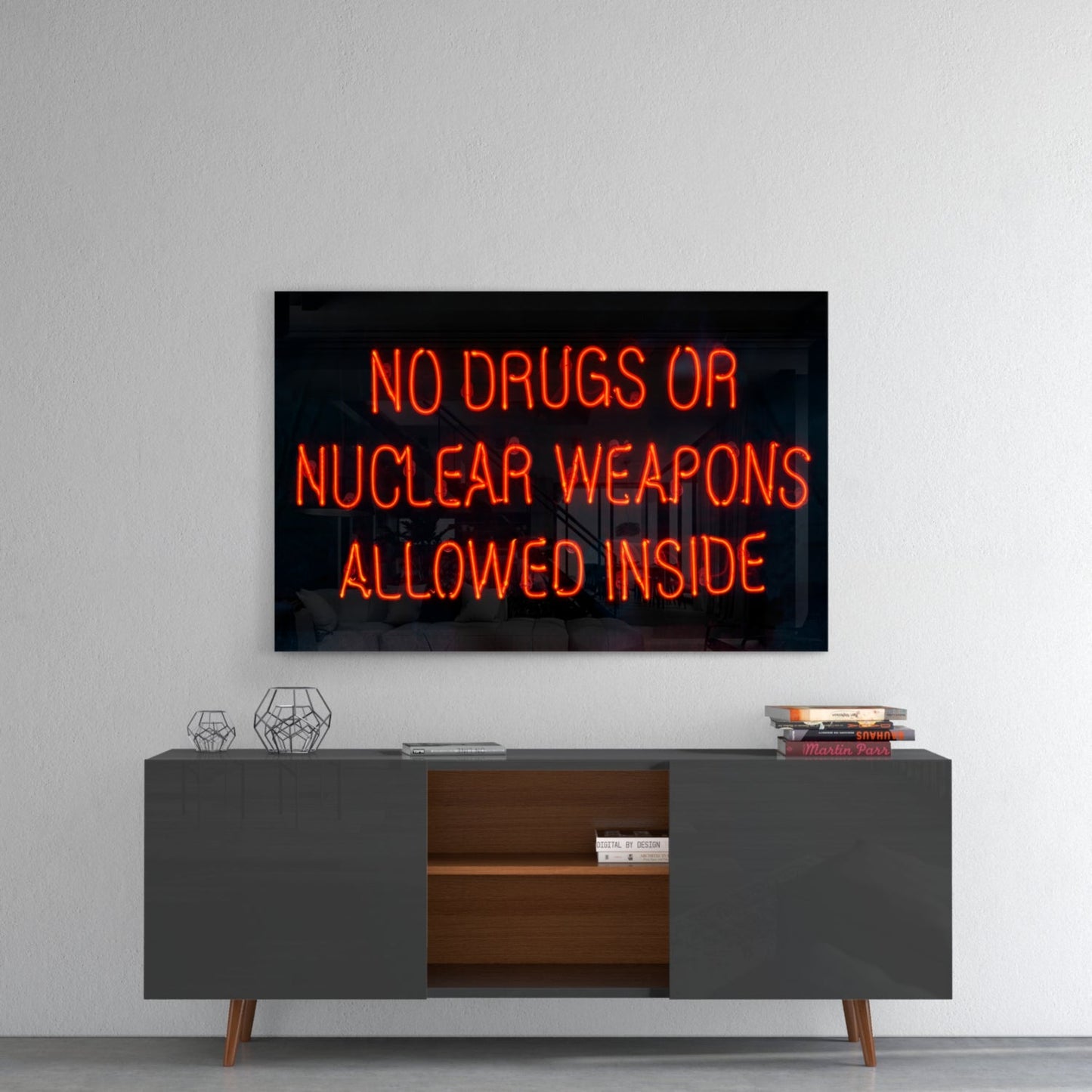 No Drugs Or Nuclear Weapons Glass Wall Art