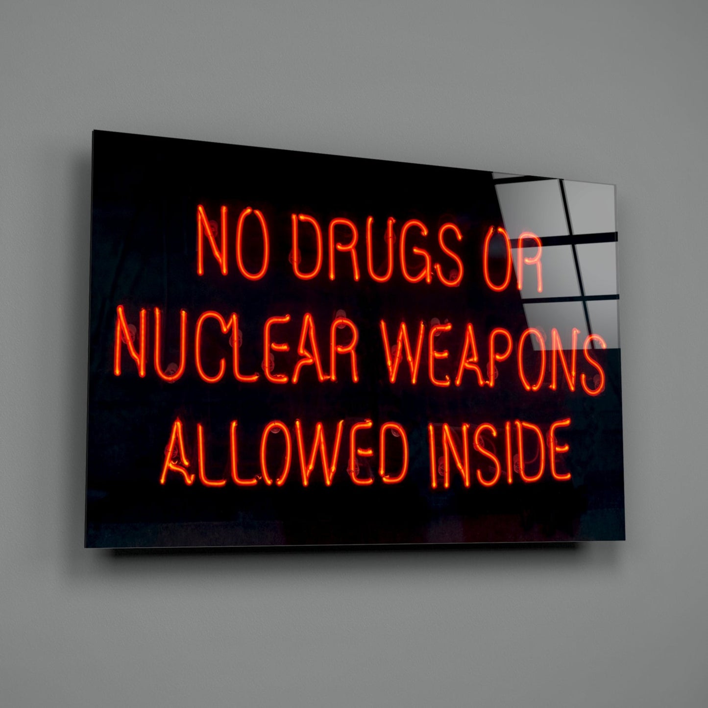 No Drugs Or Nuclear Weapons Glass Wall Art