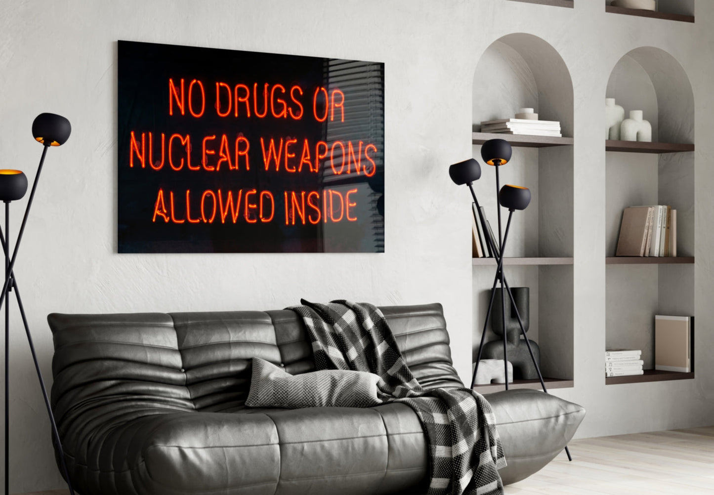No Drugs Or Nuclear Weapons Glass Wall Art