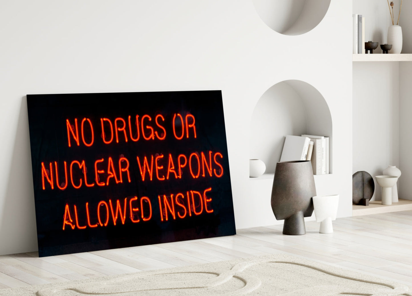 No Drugs Or Nuclear Weapons Glass Wall Art