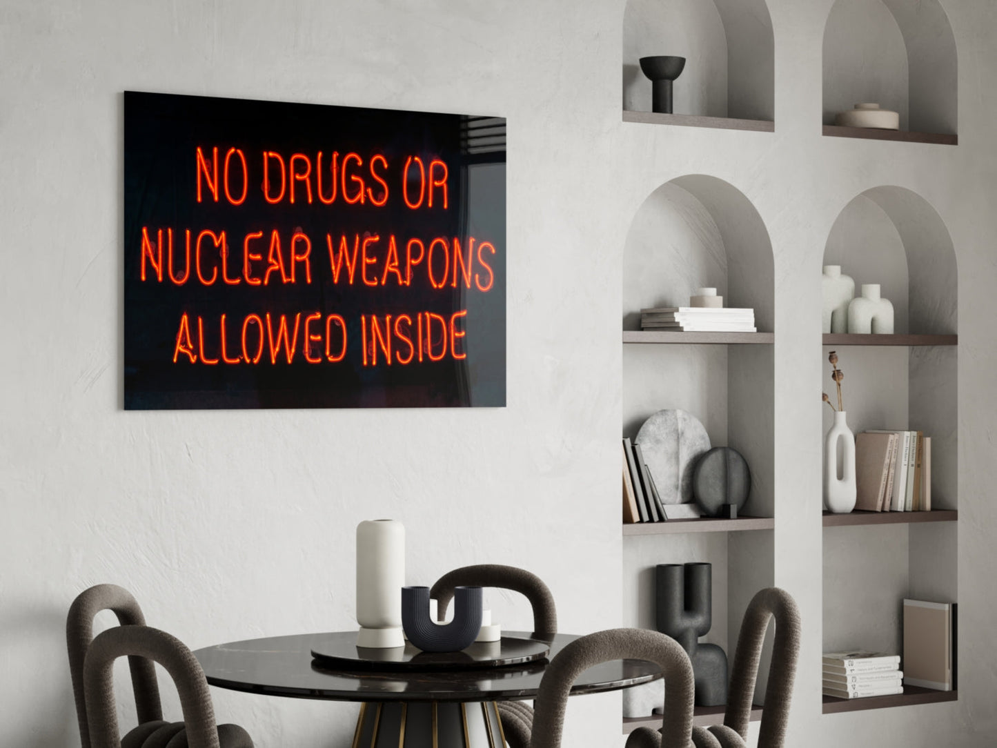 No Drugs Or Nuclear Weapons Glass Wall Art