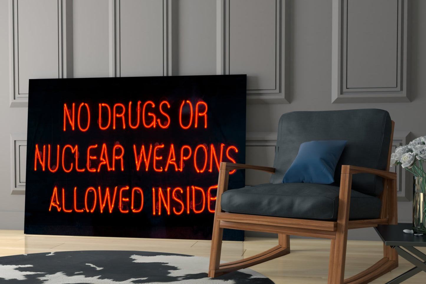 No Drugs Or Nuclear Weapons Glass Wall Art