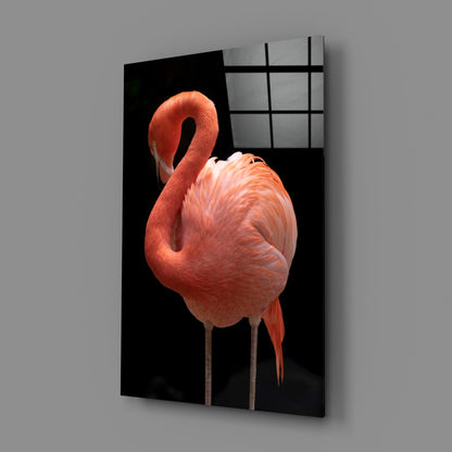 Flamingo Curved Neck Glass Wall Art