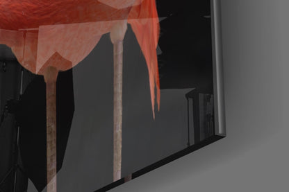 Flamingo Curved Neck Glass Wall Art