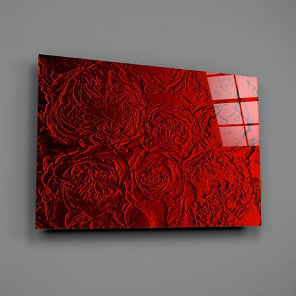 Crimson Textured Rose Glass Wall Art