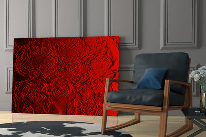 Crimson Textured Rose Glass Wall Art