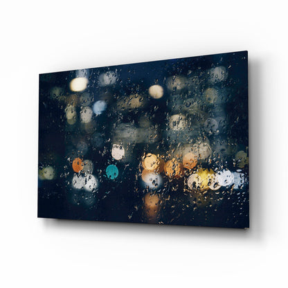 Rain window bokeh glass wall art
