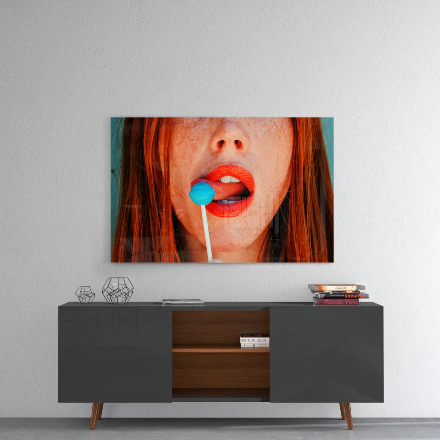 Pop Art Redhead Portrait Glass Wall Art
