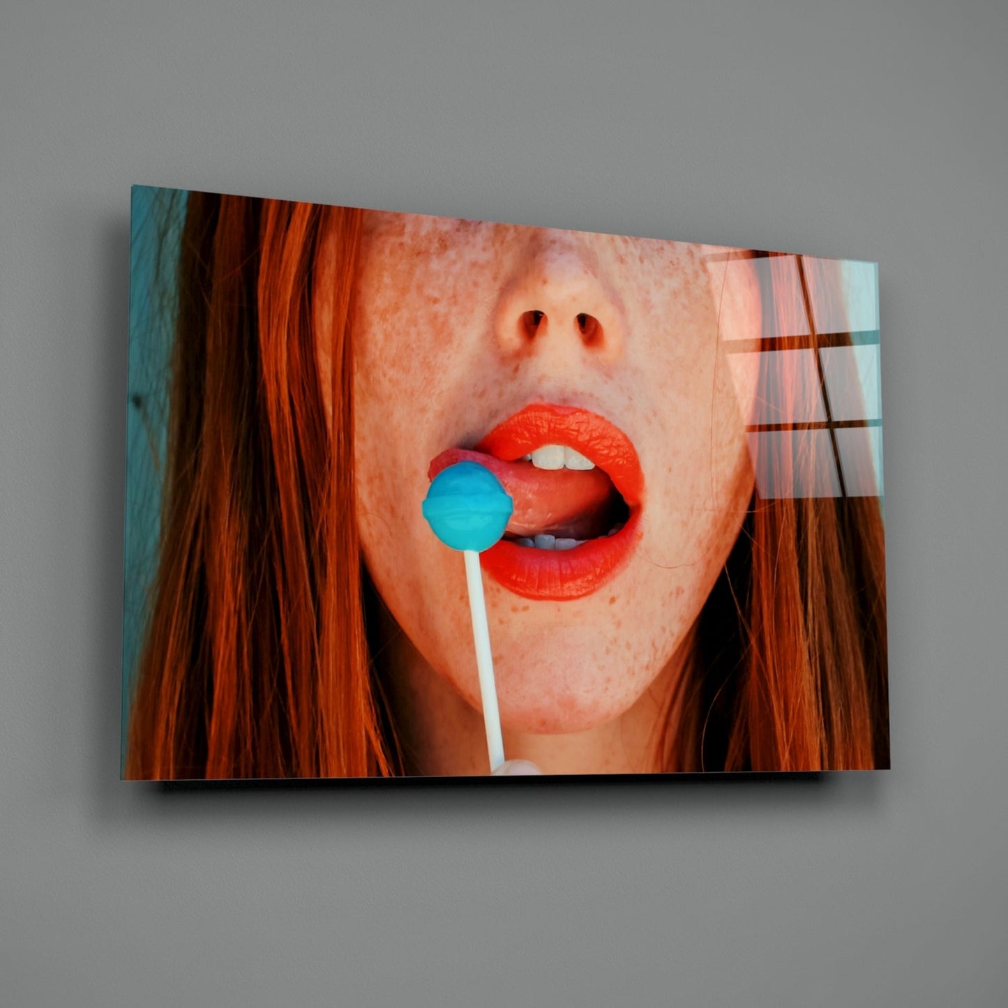 Pop Art Redhead Portrait Glass Wall Art