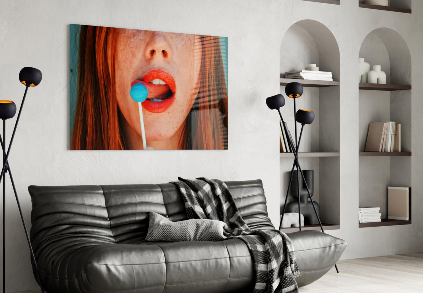 Pop Art Redhead Portrait Glass Wall Art