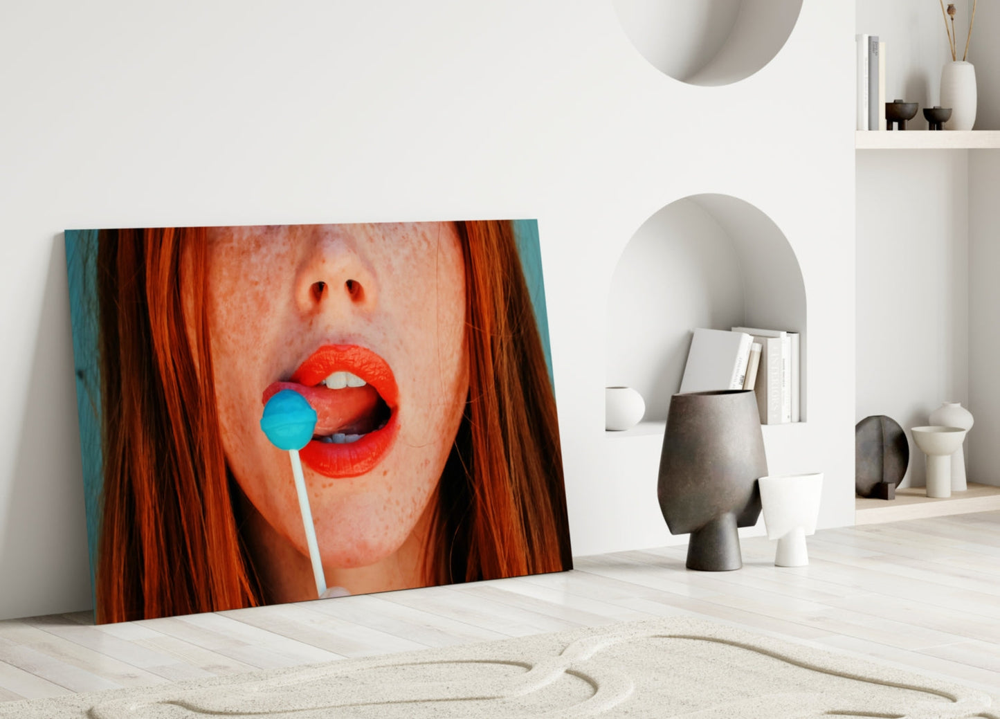 Pop Art Redhead Portrait Glass Wall Art