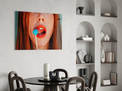 Pop Art Redhead Portrait Glass Wall Art