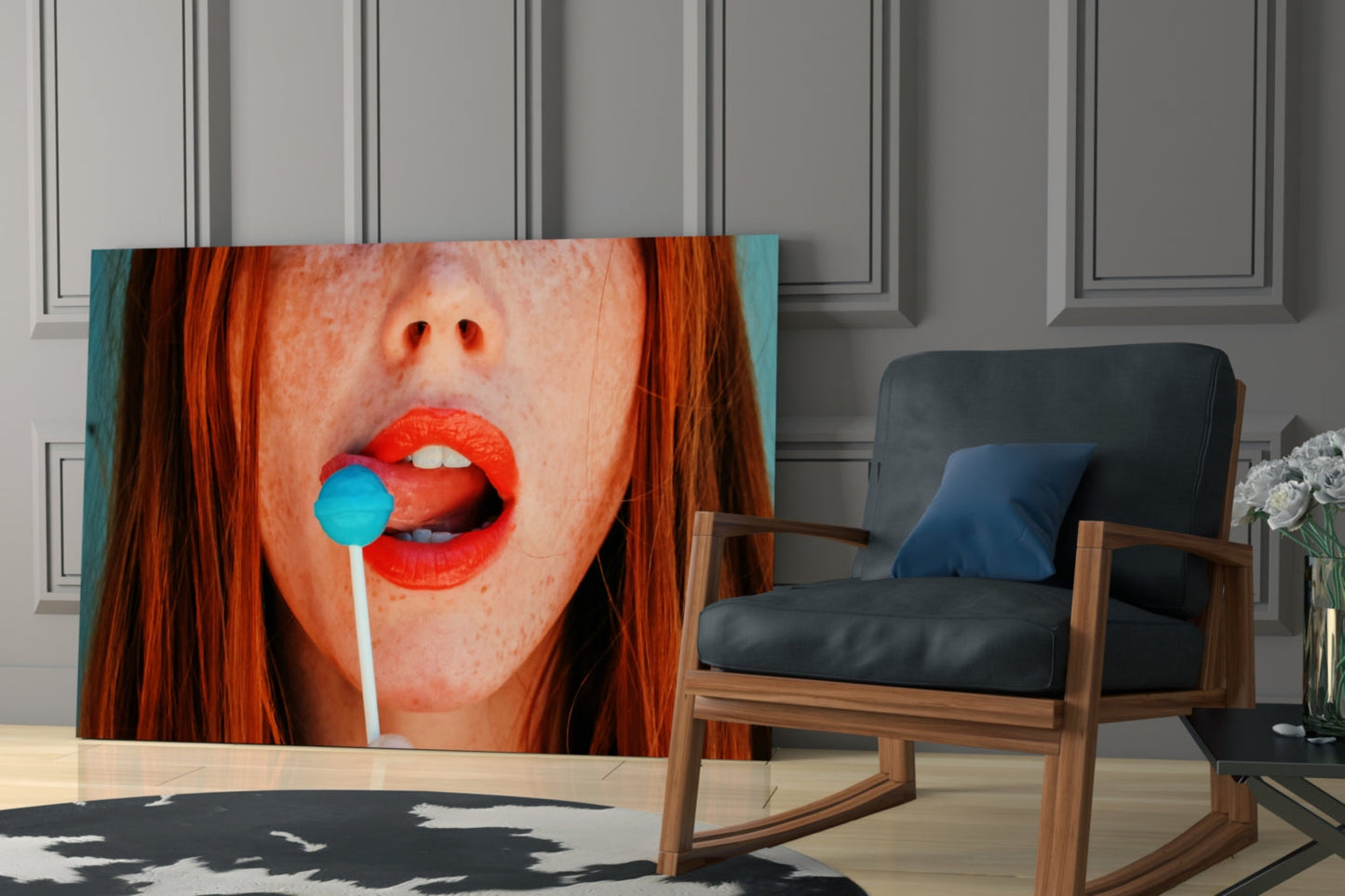 Pop Art Redhead Portrait Glass Wall Art