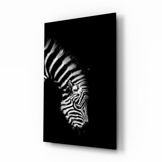 Zebra glass wall art shadow portrait